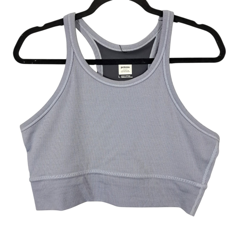 PrAna Becksa Bralette Lilac Lavender Heather Ribbed Razor Back Athletic Top M